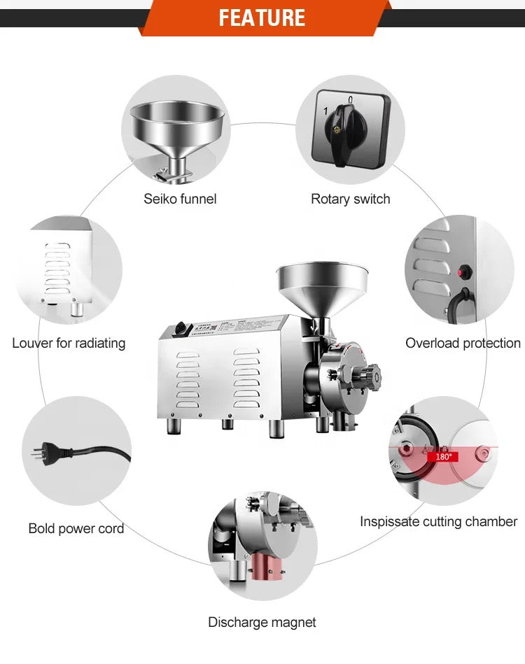 Dry Grinder machine for spices, wheat other grains 50Kg/hr Commercial/Domestic (on special)