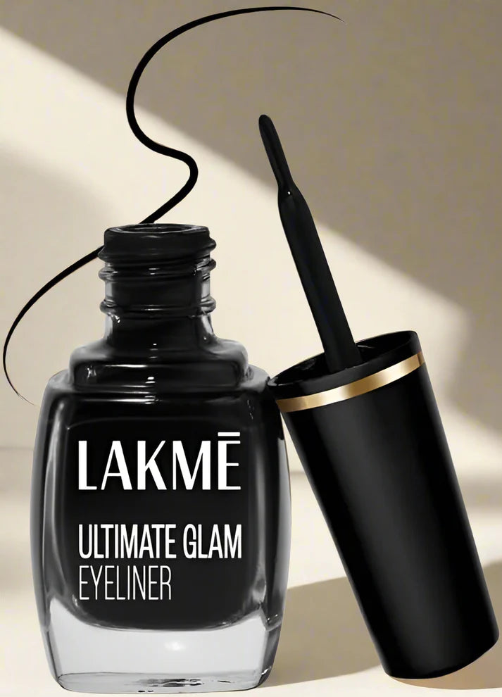 Lakme Ultimate Glam Eye Liner, Semi Matte, Quick drying, Water resistant & Smudge proof Eye Liner, Black, 9ml
