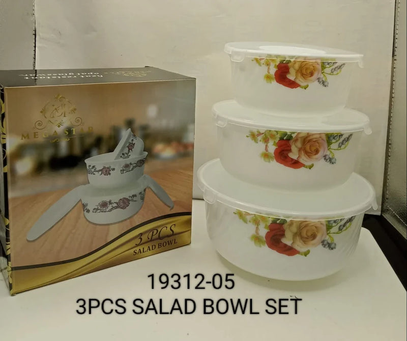Salad bowl with lid 3 piece set Opelware
