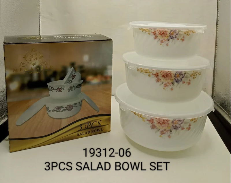 Salad bowl with lid 3 piece set Opelware