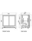 Under Bench Double Sliding Door Bar Cooler BT-900FY