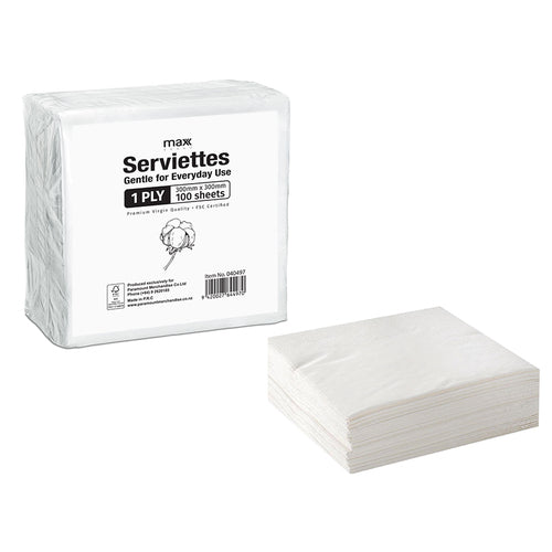 Serviettes White 300*300mm 1ply 100sheets (napkins)