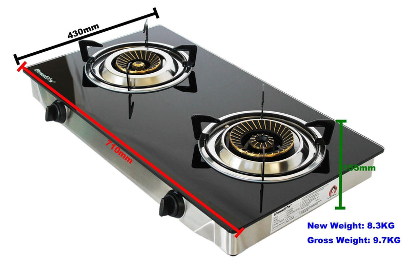 2 WOK Burner NZ with glass top Certified Gas Stove For INDOOR use - The Kitchen Warehouse