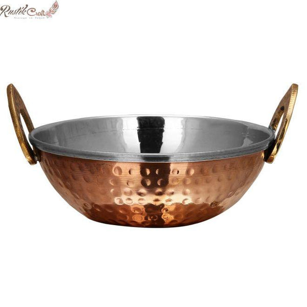 Copper Steel Serving Kadai Bowl Dia 13 cm - The Kitchen Warehouse