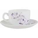La Opala Diva Dazzle Purple Tea & Coffee Cup & Saucers 220 ML Set of 6. (White) - The Kitchen Warehouse