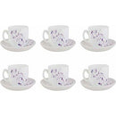 La Opala Diva Dazzle Purple Tea & Coffee Cup & Saucers 220 ML Set of 6. (White) - The Kitchen Warehouse