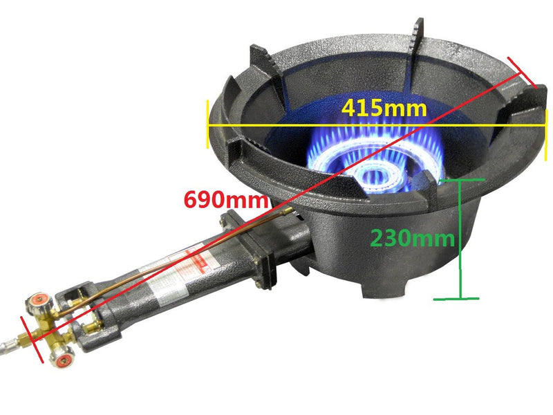 High Pressure LARGE Single Burner Gas Cooker Cast Iron 2 Double Ring Wok Burner with Stand