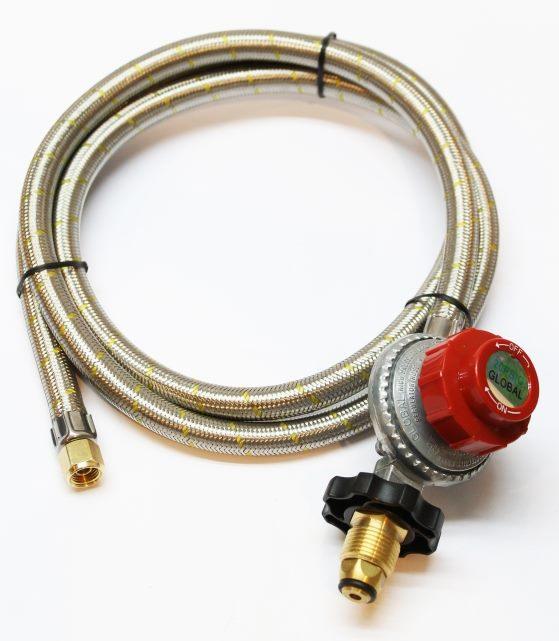 High Pressure Gas Regulator with Stainless Steel Hose 20PSI 138kPa - The Kitchen Warehouse