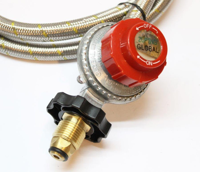 High Pressure Gas Regulator with Stainless Steel Hose 20PSI 138kPa - The Kitchen Warehouse
