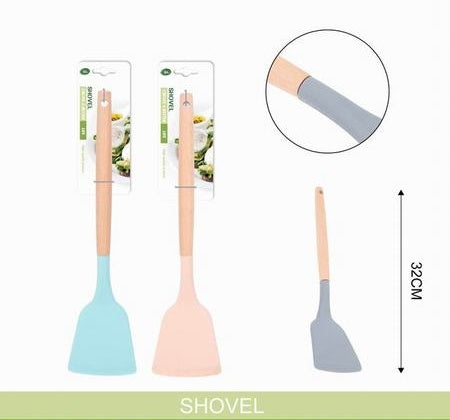 Silicon shovel/turner/ palta with wooden handle