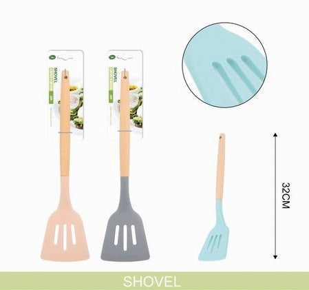 Silicon shovel/turner/ palta with wooden handle