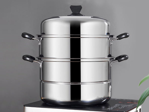 3 Layer Stainless Steel Steamer Pot Size 28cm-36cm For Home