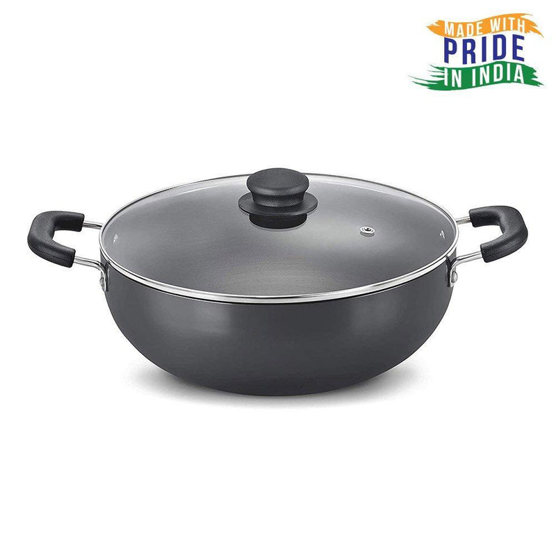 Prestige Hard Anodised Aluminium Kadai, 200 mm with Glass Lid (Induction Base) - The Kitchen Warehouse