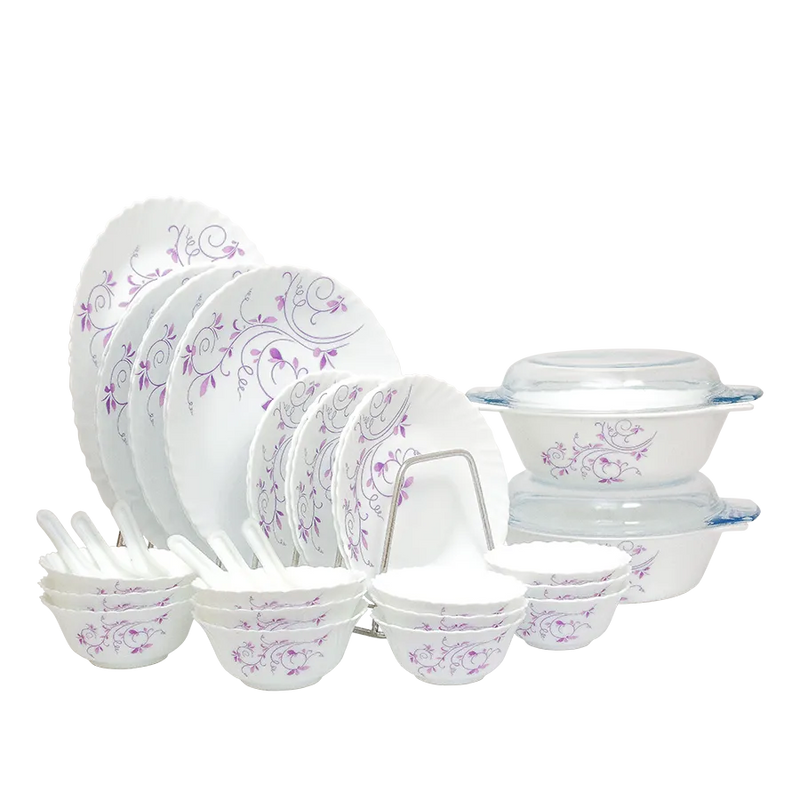 La Opala Dazzle Purple Dinner Set, 45-Pieces - The Kitchen Warehouse