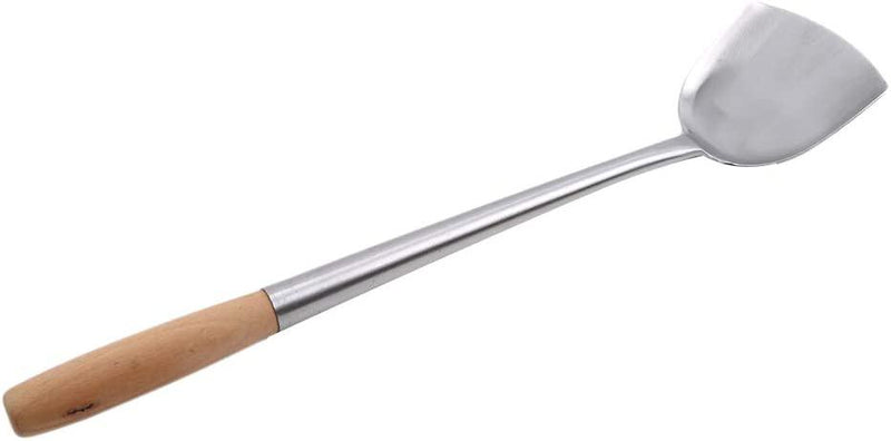 Shovel Scoop Stainless Steel Wok Spatula with Bamboo Handle - The Kitchen Warehouse