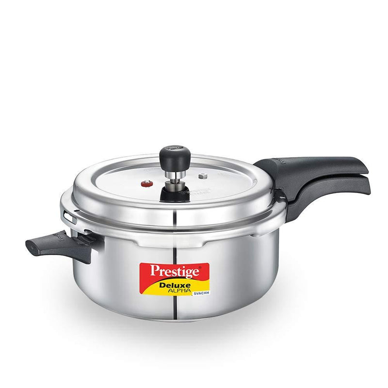 Prestige Svachh Alpha Deluxe 4 litre stainless steel  Deep Pressure Pan with deep lid for Spillage Control - The Kitchen Warehouse