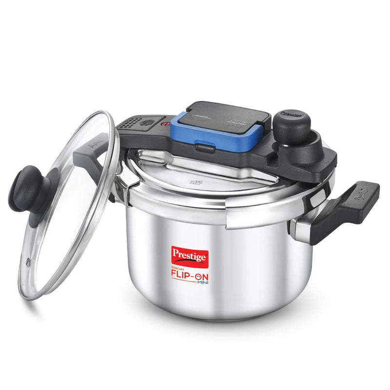 Prestige Svachh FLIP-ON Stainless Steel Pressure Cooker 5 L with Glass Lid