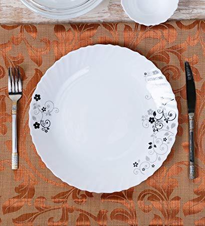LaOpala Diva Mystrio Black Quarter Plate Set of 6, Opalware, White - The Kitchen Warehouse