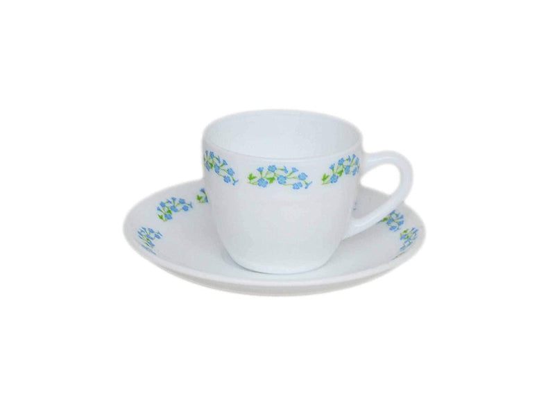 La Opala Diva Lavender Dew Tea & Coffee Cup & Saucers 220 ML Set of 6. (White) - The Kitchen Warehouse