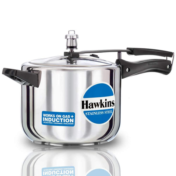 Hawkins Stainless Steel Induction Compatible Pressure Cooker, 5 Litre, Silver (HSS50) - The Kitchen Warehouse