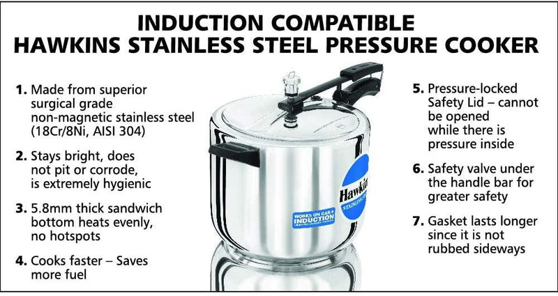 Hawkins HSS10 Stainless Steel Pressure Cooker, 10-Liter – The