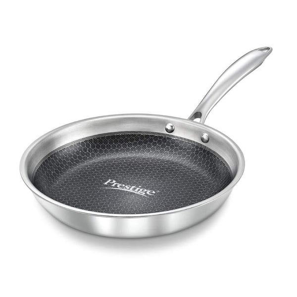 Prestige Tri-Ply Honey Comb Stainless Steel Fry Pan with Lid 200mm silver - The Kitchen Warehouse
