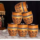 Handpainted Print Kullads/Kulhad Cup Pottery Chai Kulhad Pack of 6