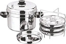 Stainless Steel Idli/ dhokla Cooker with 4 Plates, 16pc idlis, (SMALL)