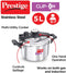 Prestige Svachh Clip-on 5 Litre Stainless Steel Pressure cooker, silver - The Kitchen Warehouse