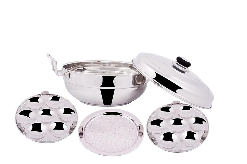 Classic Essentials Stainless Steel Induction Base Idli Maker, Silver, Standard - The Kitchen Warehouse