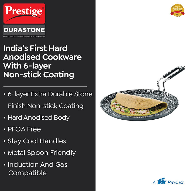 Prestige Durastone Hard Anodised 6 Layer Non-Stick Omni Tawa, 29 cm (Black)