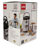 Cello HOT MAX-4 Stainless Steel Insulated Lunch Carrier,Colour- Black or Blue 4 Containers - The Kitchen Warehouse