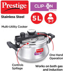 Prestige Clip On Svachh SS Pressure Handi 5 L with Glass lid - The Kitchen Warehouse
