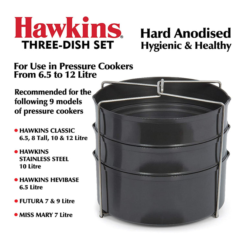 Hawkins Hard Anodized 3 Dish Set Seperator For Pressure Cooker (ADS65)