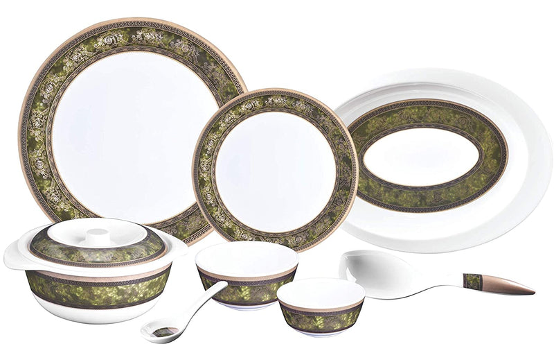 Servewell Mughal art olive Dinner Set, 31-Pieces