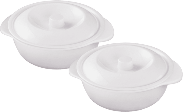 Melamine 2pc serving bowl with lid 7.5” (White) - The Kitchen Warehouse