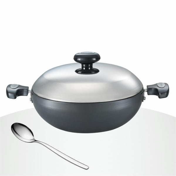 Prestige Hard Anodised Plus Kadai 200 mm with Stainless steel lid - The Kitchen Warehouse