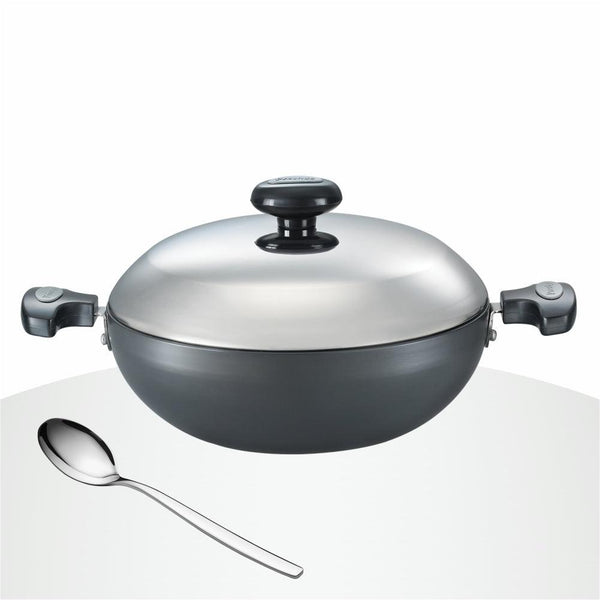 Prestige Hard Anodised Plus Kadai 240 mm with Stainless steel lid - The Kitchen Warehouse
