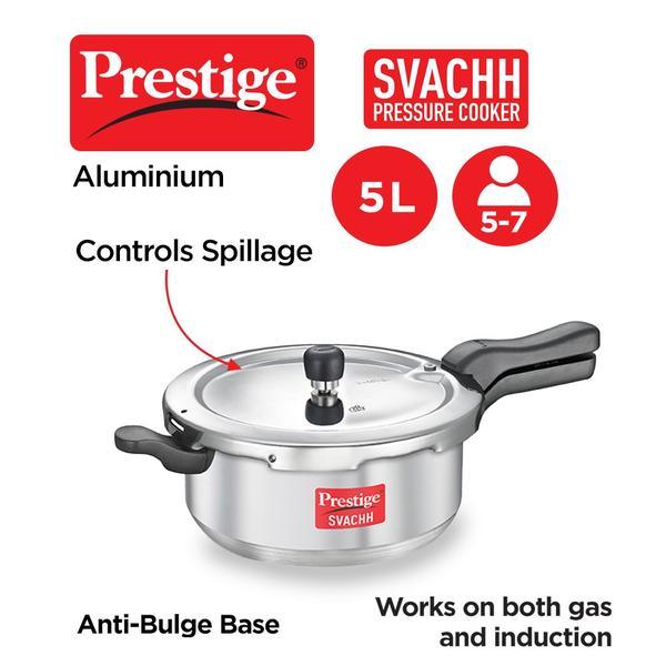 Prestige Svachh Aluminium Senior Deep Pressure Pan, 5.0 L - The Kitchen Warehouse