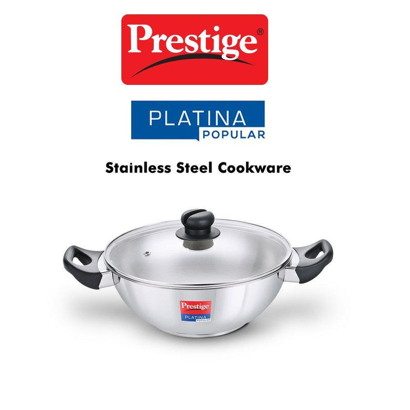 Prestige Platina Popular SS Kadai with Lid 200mm (1.5 L) - The Kitchen Warehouse