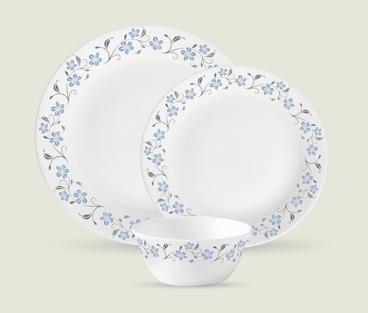 La Opala Grace Blue Dinner Set, 35-Pieces - The Kitchen Warehouse