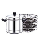 Stainless Steel Idli Cooker with 6 Plates, 24 idlis, Silver - The Kitchen Warehouse