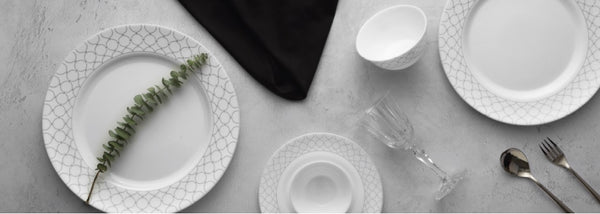 La Opala Diva, Velvett Collection, Opal Glass Dinner Set 35 pcs, Pearl Grey