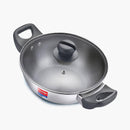 Prestige Platina Popular SS Non Stick Kadai with Lid 220mm (2.25 L approx) - The Kitchen Warehouse