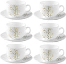 La Opala Diva Citron Wave Tea & Coffee Cup & Saucers 220 ML Set of 6. (White) - The Kitchen Warehouse