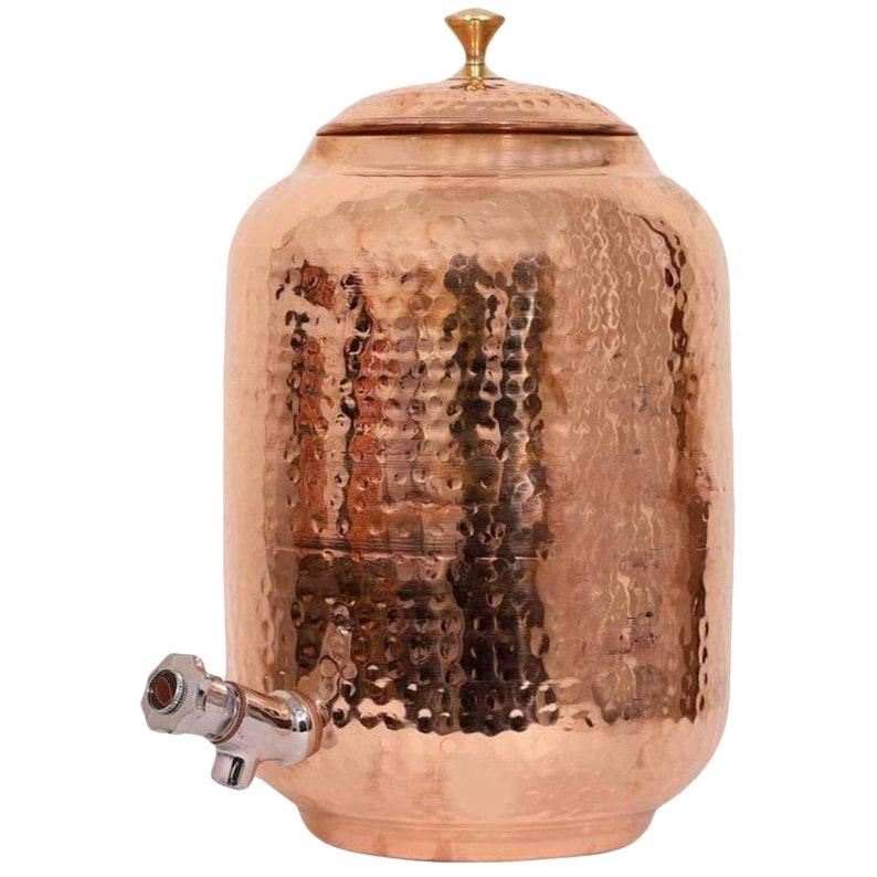 Water/Drink Dispenser 100% Pure Copper 12 Liters Pot Hammered Matka Drinkware - The Kitchen Warehouse