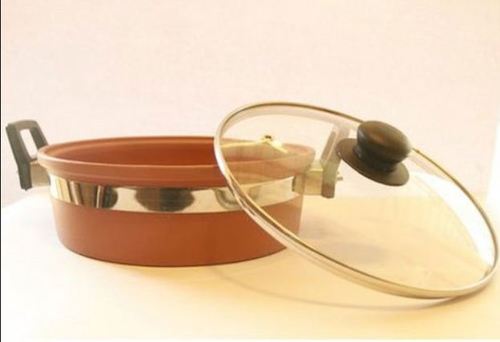 Natural Mud Clay Karahi Medium-1Pc, with Handle and Glass Lid Terracotta Clay Pot