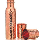 PURE Hammered COPPER BOTTLE AND 2 GLASS SET - The Kitchen Warehouse