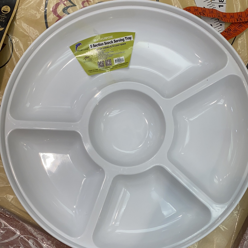Round Plastic Serving Platter w/ Sections Party Catering Food Snack Plate - The Kitchen Warehouse