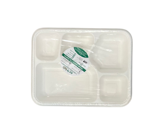 Eco Earth 5 Compartment/partition Plate Pack 26.5x21x4cm